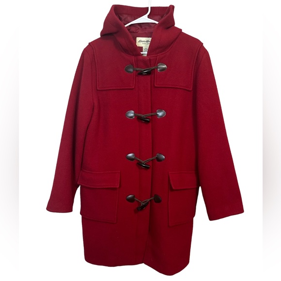 Eddie Bauer Red Wool blend coat Medium - Picture 2 of 10